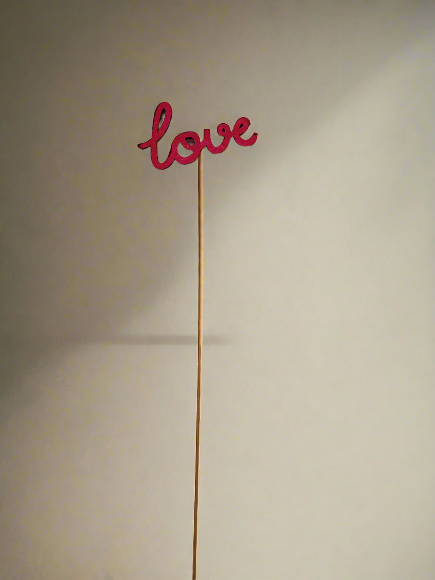 Scritta 'Love' in legno con bastoncino