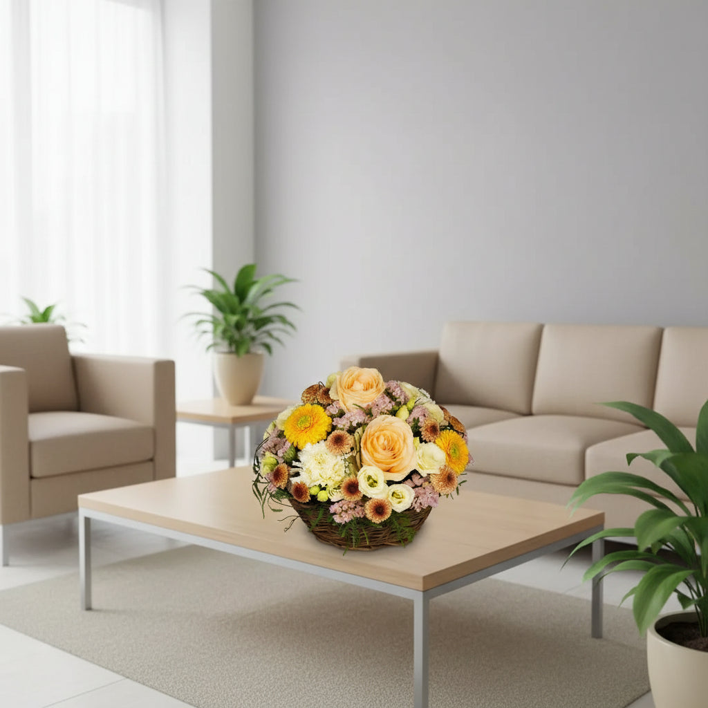 Composizione fiorita in colori pastello