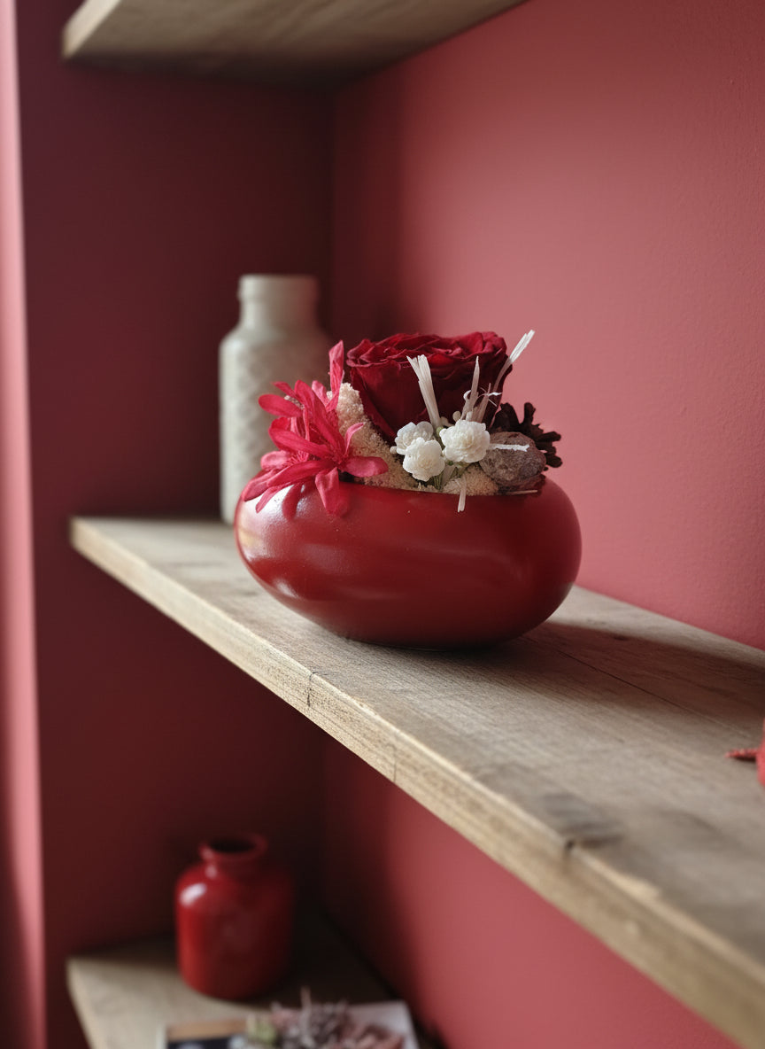 Composizione con rosa stabilizzata