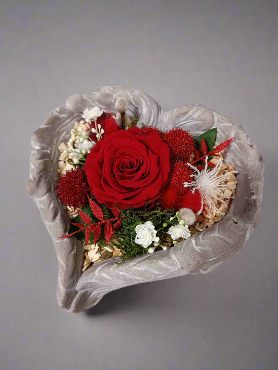 Composizione con rosa stabilizzata