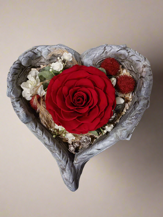 Composizione con rosa stabilizzata