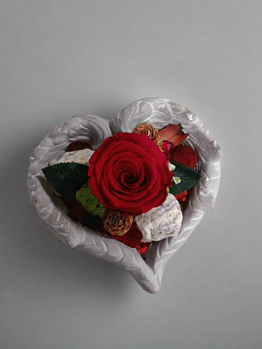 Composizione con rosa stabilizzata