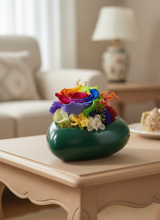 Composizione con rosa stabilizzata