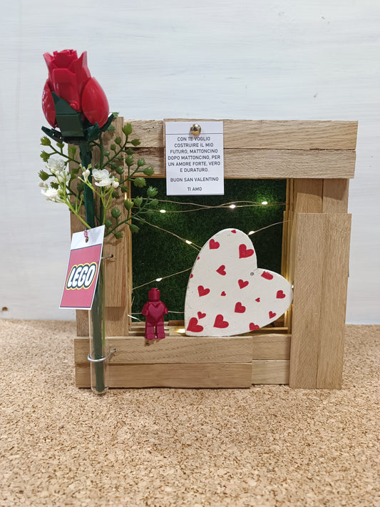 Quadretto in legno con rosa di LEGO COD: 012