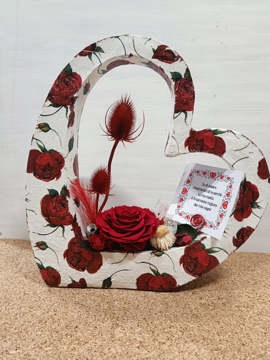 Cuore con rosa stabilizzata COD: 055