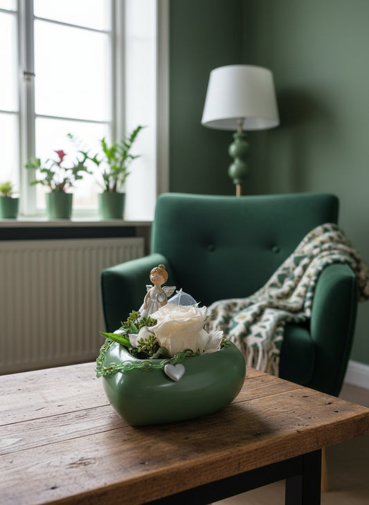 Composizione con rosa stabilizzata