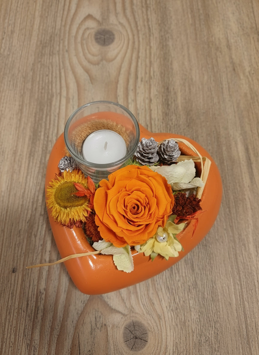 Composizione con rosa stabilizzata