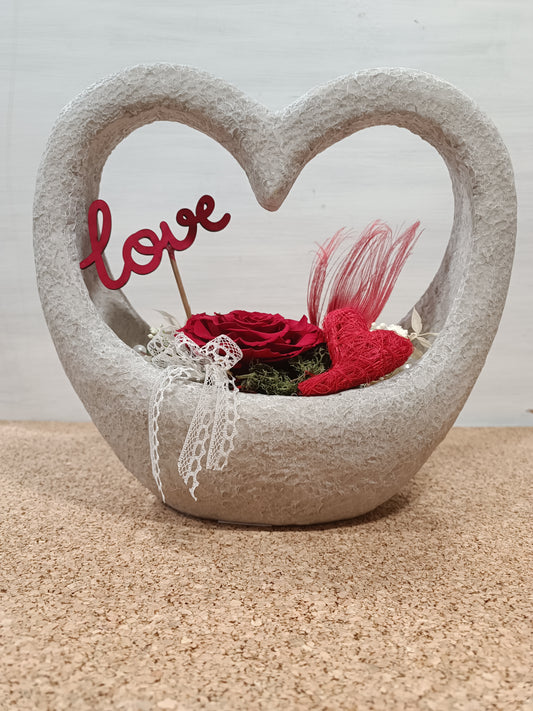 Cuore con rosa stabilizzata COD: 005